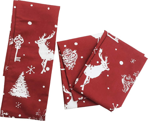 Set of 3 Tea Towels, Christmas Forest, 100% Cotton, Size 18x28 Inch, Perfect for Thanksgiving and Christmas