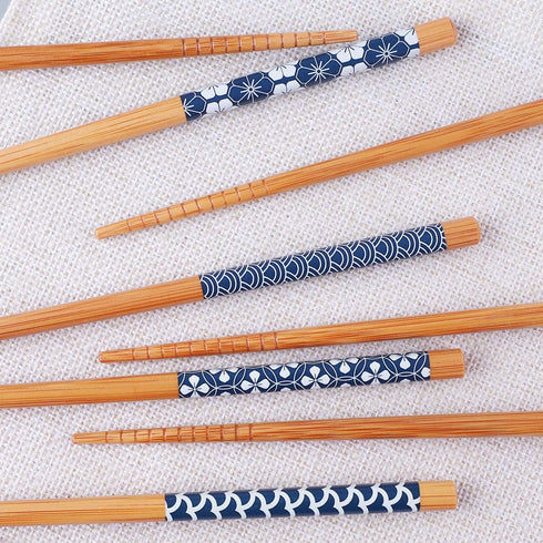 Antner 10 Pairs Reusable Natural Bamboo Chopsticks, Japanese Style, Dishwasher Safe, 8.8 Inch/22.5cm