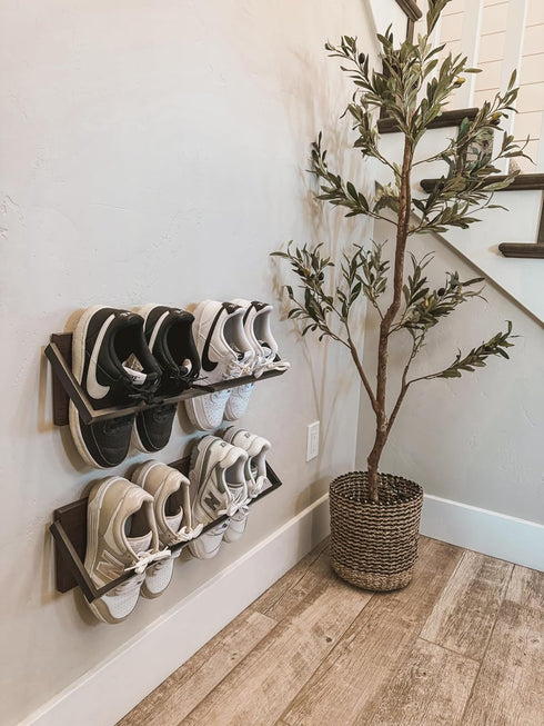 Set of 2 Wall Shoe Rack - Space Saving Wall Mounted Shoe Organizer - Durable Shoe Holder for Small Spaces - Wall Shelf