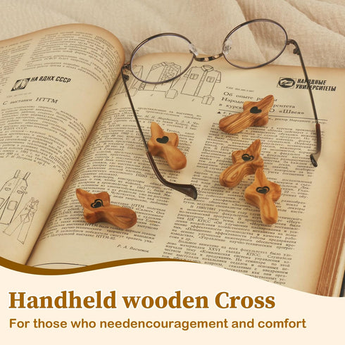 wellhouse Cross My Heart/Encouragement Gift Wooden Pocket Stress Fidget Cross Wood Christian Religious Gift