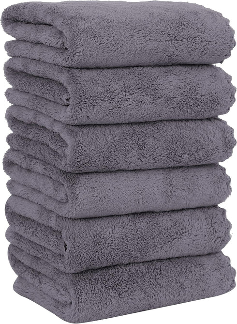 MOONQUEEN 6 Pack Premium Hand Towels - Quick Drying - Microfiber Coral