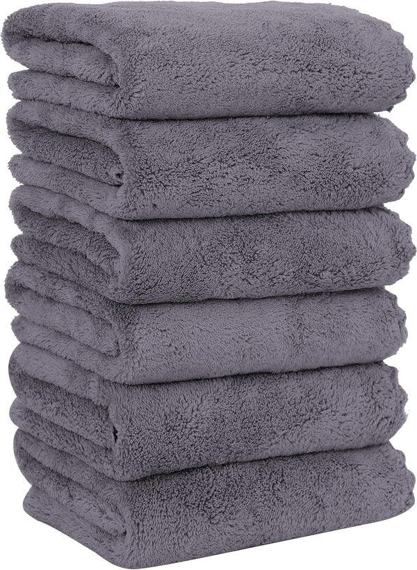 MOONQUEEN 6 Pack Premium Hand Towels - Quick Drying - Microfiber Coral