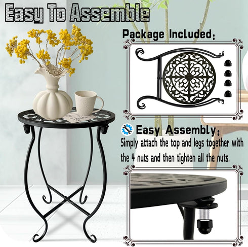EKINIYAR 15" 1 Count Plant Stand Indoor Outdoor, Tall Flower Pot Stand, Round Metal Corner Plant Stand for Flower Pot