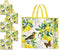 NymphFable 5 Pack Reusable Shopping Bags Lemons Bird Butterfly Washable Grocery Bags Fabric