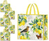 NymphFable 5 Pack Reusable Shopping Bags Lemons Bird Butterfly Washable Grocery Bags Fabric