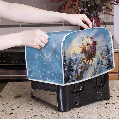 Santa Claus Deer Toaster Covers - 2 Slice Christmas Kitchen Dustproof Decorative Accessories with Top Hook