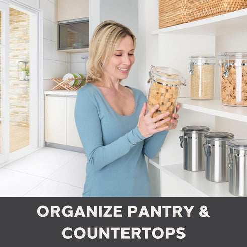 Oggi Clear Canister with Clamp Lid - 28 oz Airtight Food Storage Container for Kitchen & Pantry