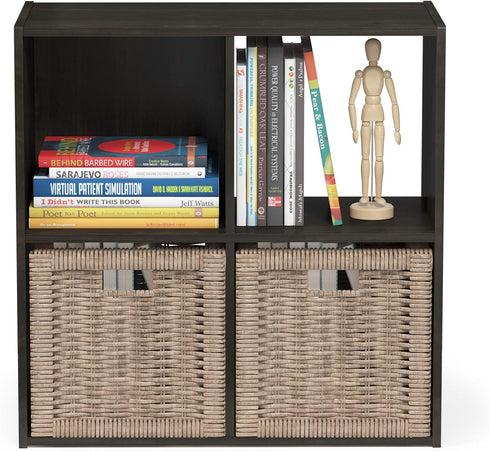 Furinno Pelli Cubic Storage Cabinet, 2x2, Espresso Finish