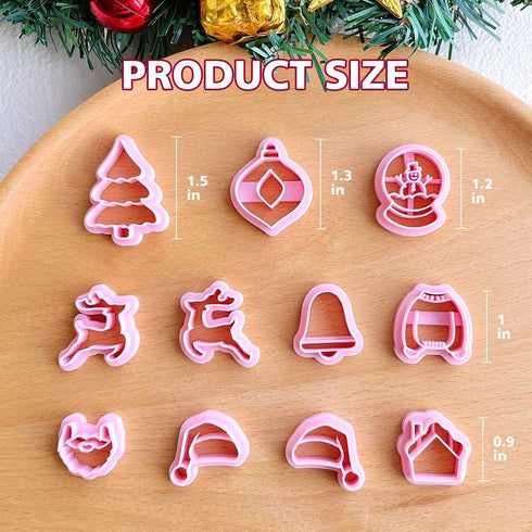 Keoker Christmas Polymer Clay Cutters - 11 Shapes for Earrings, Winter Clay Cutters, Christmas Clay Cutters