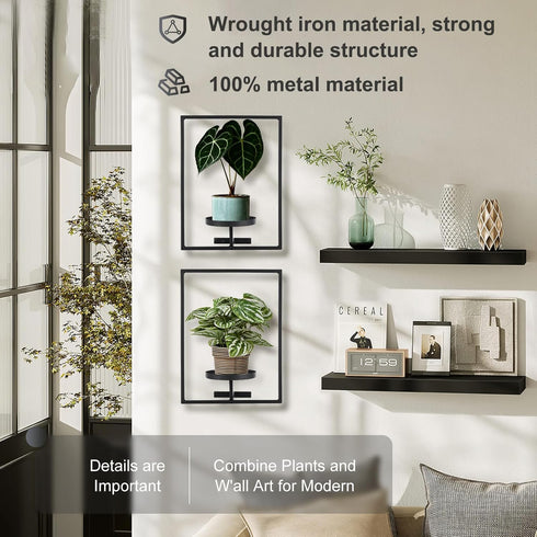 2-pack) Sisher Plant Stand Indoor Outdoor,Window Plant Shelf Picture Frame Wall Plant Stand Metal Wall Plant Shelf Ease