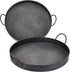 Hipiwe Set 2 13.6 inch 12.2 inch of Industrial Style Metal Iron Serving Tray with Handle, Rustic Galvanized Storage