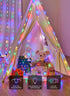 300 8 1 Pack Brightown LED Fairy Curtain Lights, Curtain String Lights, USB Plug in Lighting Modes Christmas