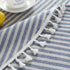 39 Inch) meioro Round Tablecloth Stripe Tassel Table Cloth Cotton Blend Dust-Proof Cover for Dining Circle Coffee Side