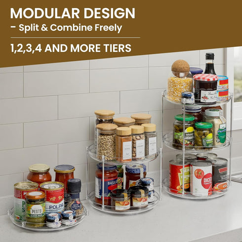 2 Countertop, Closet, 9.25'' Tier Non-Skid Acrylic Lazy Susan Turntable Organizer - Rotating Spice Rack - Spinning