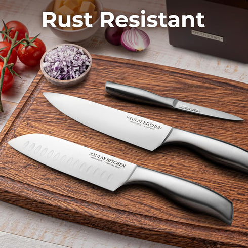 Zulay 12-Piece Premium Knife Set with Natural Wood Block, Ultra Sharp Stainless Steel Knives
