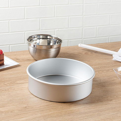 Met Lux 10 x 3 Inch Straight-Sided Baking Tin, 1 Round Cake Pan - Oven-Ready, Freezable, Anodized Aluminum for Baking