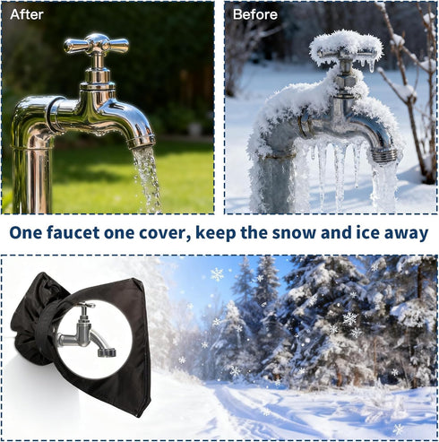 Zoocozy Protection,6.7" 8.3" 4 Pack Black(4) Outdoor Faucet Covers for Winter Freeze W x H Outside Hose Cover