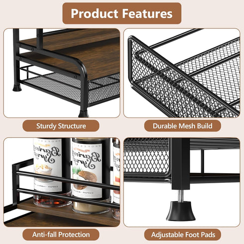 3-Tier 8 35 Countertop Coffee Syrup Rack Organizer, Bottles Syrup Rack with K Cup Storage Basket for Coffee Bar, Bottle