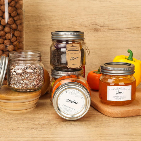 Small Mason Jars 8oz/240ml with Regular Lids, 6 Pack - Glass Canning Jars for Jam, Spice, Honey, Herbs