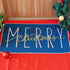 ONWAY Merry Christmas Doormat 17.5 x 29 Inch Blue Gold Low-Profile Indoor/Outdoor Seasonal Floor Rug