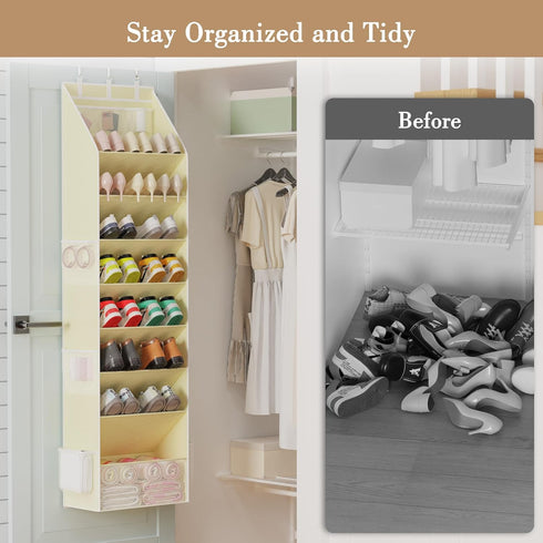 Closet 1624 Criusia Shoe Storage, Over the Door Shoe Organizer, Hanging Shoe Storage with Large Deep Pockets, Fits