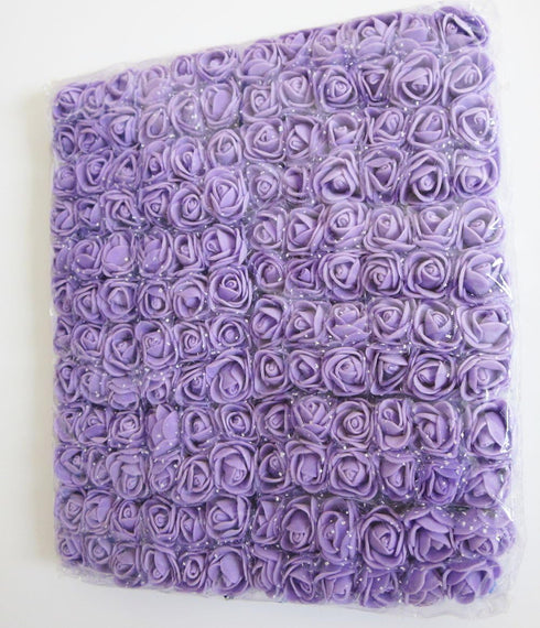 Mini Fake Rose Flower Heads - 144pcs Mini Artificial Roses for DIY Wedding Flowers Accessories, Purple