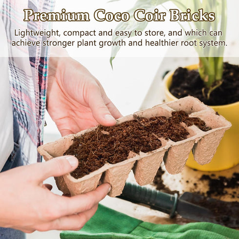 ZeeDix 6 Pcs Organic Coconut Coir Brick, 100% Compressed Coco Coir for Gardening, Low EC and pH Balance