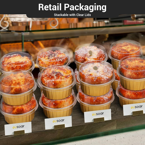 EUSOAR Disposable Ramekins Aluminum Foil, Gold 25 Packs 5oz Baking Cups with Lids for Mini Muffins