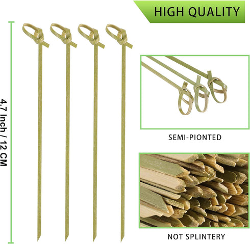 100 PCS Natural Bamboo Cocktail Picks, 4.7 Inch Toothpicks for Appetizers, Fancy Tooth Picks for Party Supplies