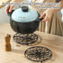 Heart Trivets - Set of 2, 8 Inch Round Black Heat-Resistant Metal Teapot Trivet for Kitchen and Dining