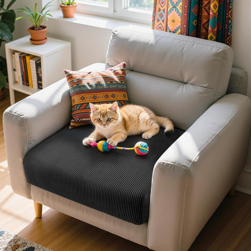 Hokway Stretch Cushion Covers for Sofa Seat Cushion, Slipcover Protector (Black, Small)