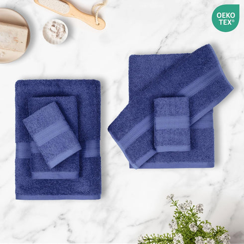 6-Piece 100% Set, 2 2 2 Amazon Basics Fade-Resistant Cotton Towel Soft and Absorbent, Bath Towels, Hand Towels