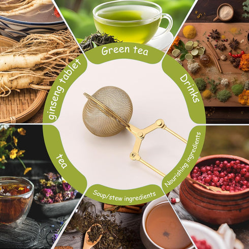 40 Yinder Pcs Loose Leaf Tea Infuser Stainless Steel Mesh Snap Tea Ball Strainers with Handle Metal (Gold)