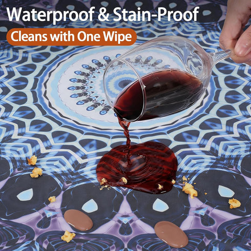36-44" Summer Fitted Round Tablecloths Reusable Stain Resistant Table Clothes Vinyl Indoor Outdoor Circular Cover