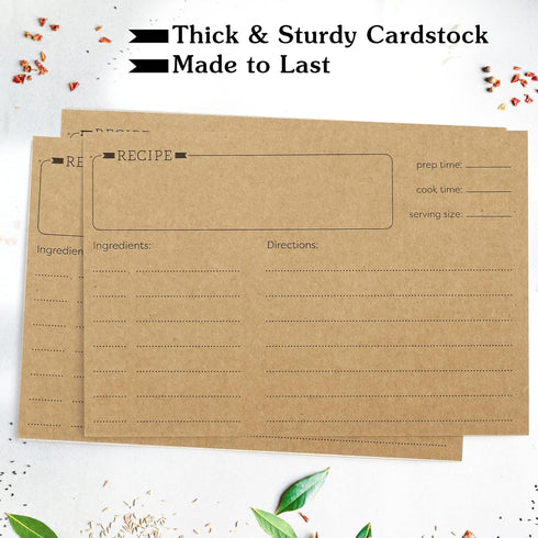 LotFancy Recipe Cards: 4x6 Inch, 60 Count, Double Sided Blank Recipe Cardstock, Vintage Index Cards