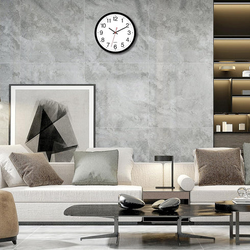 Foxtop Black Wall Clock, Silent Non-Ticking 12 Inch Quartz Battery Operated Round Analog Clock for Home