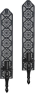 Vintage Black Wall Sconce Candle Holder with Intricate Pattern, Rustic Metal Taper