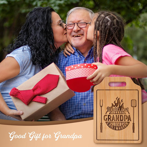 Engraved Bamboo Cutting Board, Grandpa Gifts, 12.3"L x 8.7"W, Birthday Gifts from Grandkids