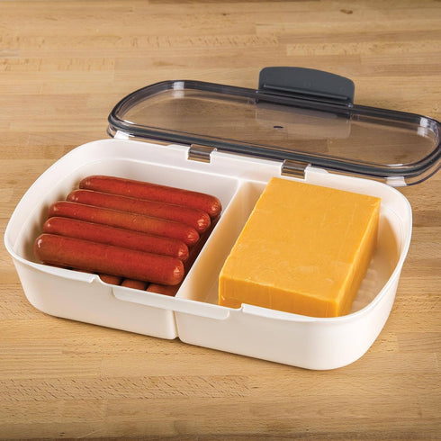 ProKeeper Split Deli Food Storage Container, Air-Tight Silicone Seal and Dry Erase Compatible Lid, 11.75