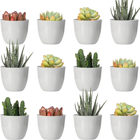Youngever 24 Pack 5CM Mini Plastic Planters, Indoor Flower Pots, Grey Gardening Pot with Drainage - NO Plant Included