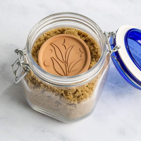 Goodful Brown Sugar Saver Disc, Elegant Leaf Design, Reusable Food Safe Terracotta, 2 Pack for Food Storage