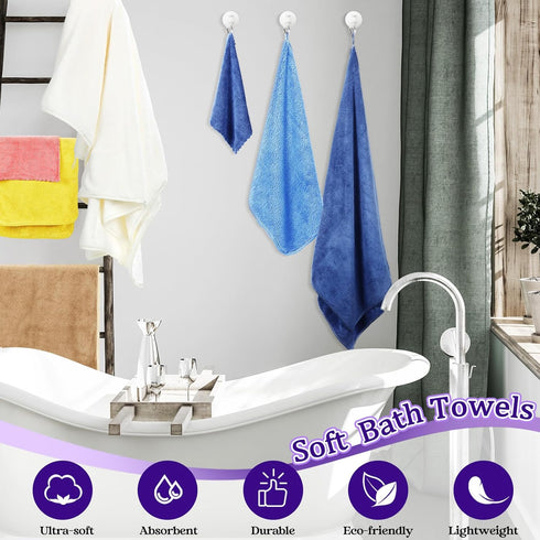 24 Set Set Pcs Bathroom Towel Bath Towels Bulk Include Hand Towels Washcloths Bath Towels Microfiber Coral Velvet