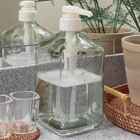 37oz eBun Glass Mouthwash Pump Dispenser with Cups for Bathroom - Guest Bathroom Essentials, Mouthwash Container