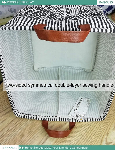 FANKANG Square Nursery Hamper Storage Bins - Foldable Canvas Laundry Basket with Waterproof Coating