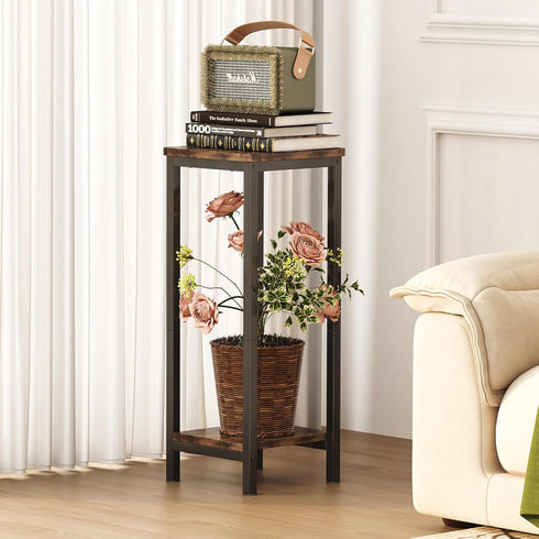 2 Homeiju Plant Stand Indoor, Tier Wood Corner Plant Stand, Modern Square Plant Shelf Flower Stand for Living Room