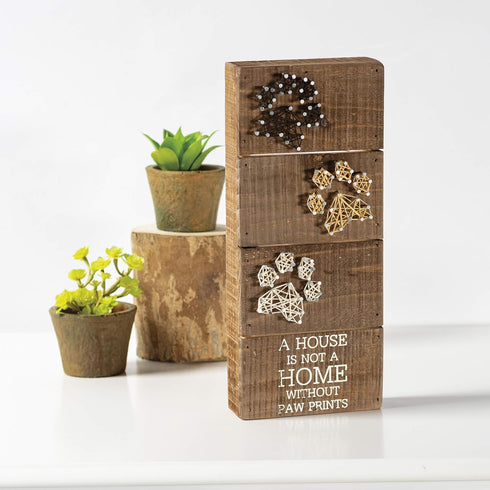 Primitives by Kathy Box Sign, String Art, 5" x 12", A House is Not a Home Without Paw Prints