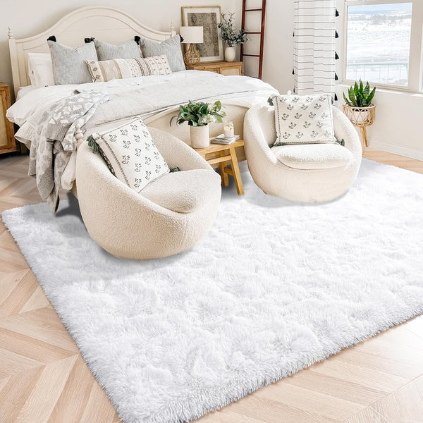 ISEAU Super Soft Fluffy Rugs Shag Area Rug for Bedroom Living Room Fuzzy Mat Plush Anti-Slip Carpets (3ft x 5ft, White)