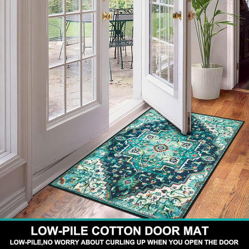 Vintage Soft Boho Area Rug 2x3 Washable, Non-Slip/Non-Shedding Print Carpet for Living Room, Dining Room, Bedroom -