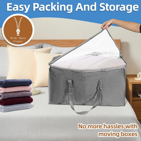 SummitFlare 8 Pack-Extra Large Heavy Duty Moving Bags - Waterproof Storage Totes with Handles & Zippers, Foldable
