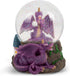 Elanze Designs Purple Dragon with Orb on Castle Tabletop Figurine Decoration, 100MM Glitter Water Musical Snow Globe